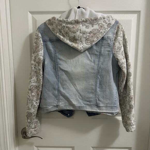💥Wallflower The Dreamer Fit Knit Sleeve Jacket Junior sz Large Floral Boho denim - Picture 5 of 10
